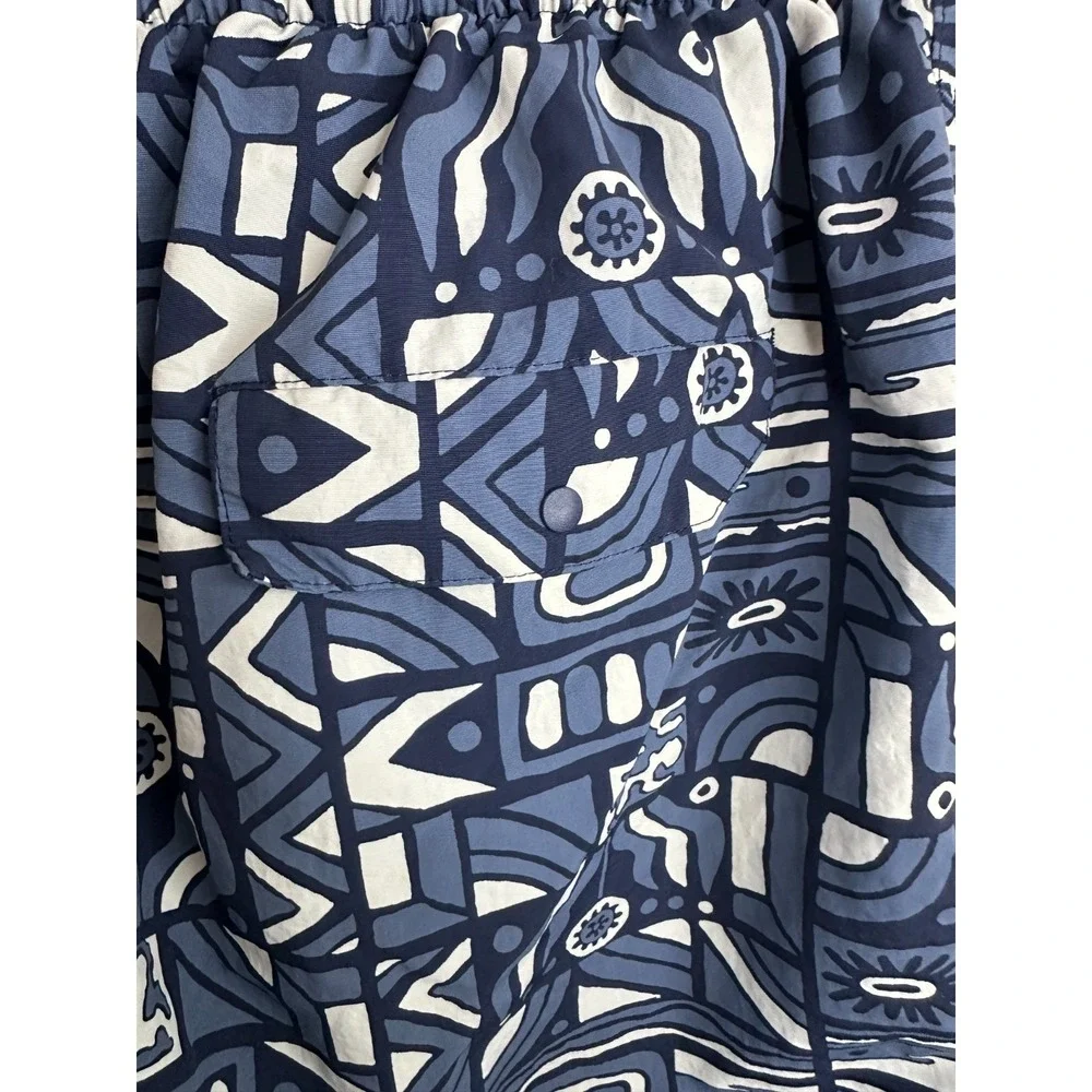 Patagonia Baggies Longs Men's Large New Visions Navy Print Shorts Drawstring - Picture 11 of 16